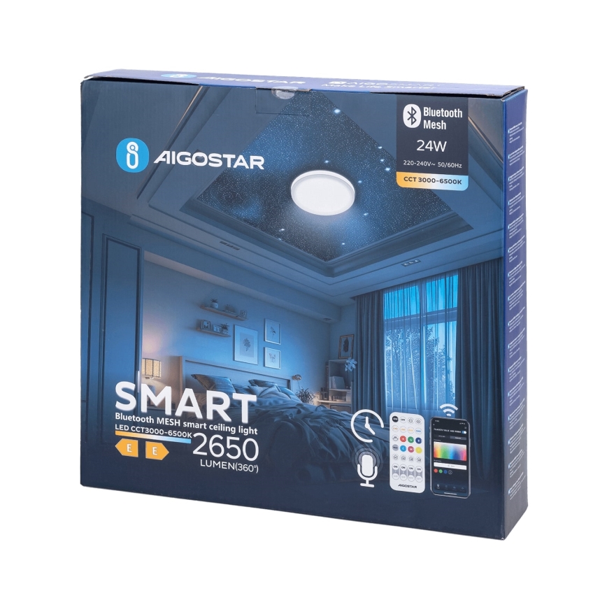 Aigostar - LED Kopalniška stropna svetilka LED/24W/230V 3000-6500K IP44 + Daljinski upravljalnik