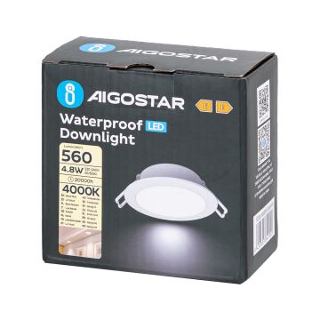 Aigostar - LED Kopalniška vgradna svetilka LED/4,8W/230V 4000K bela IP65