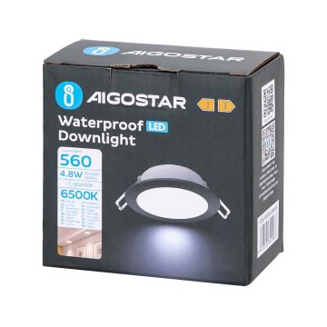 Aigostar - LED Kopalniška vgradna svetilka LED/4,8W/230V 6500K črna IP65