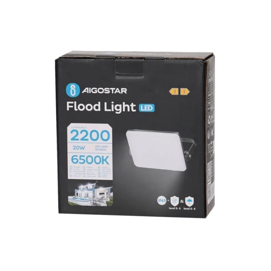 Aigostar - LED Reflektor LED/20W/230V 6500K IP65 črna