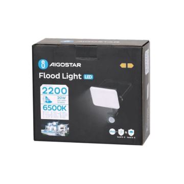 Aigostar - LED Reflektor s senzorjem LED/20W/230V 6500K IP65 črna