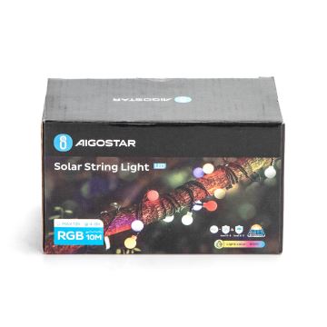 Aigostar - LED Solarna dekorativna veriga 50xLED/8 funkcij 12m IP65 multicolor