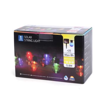 Aigostar - LED Solarna veriga 20xLED/5,8m IP44 multicolor