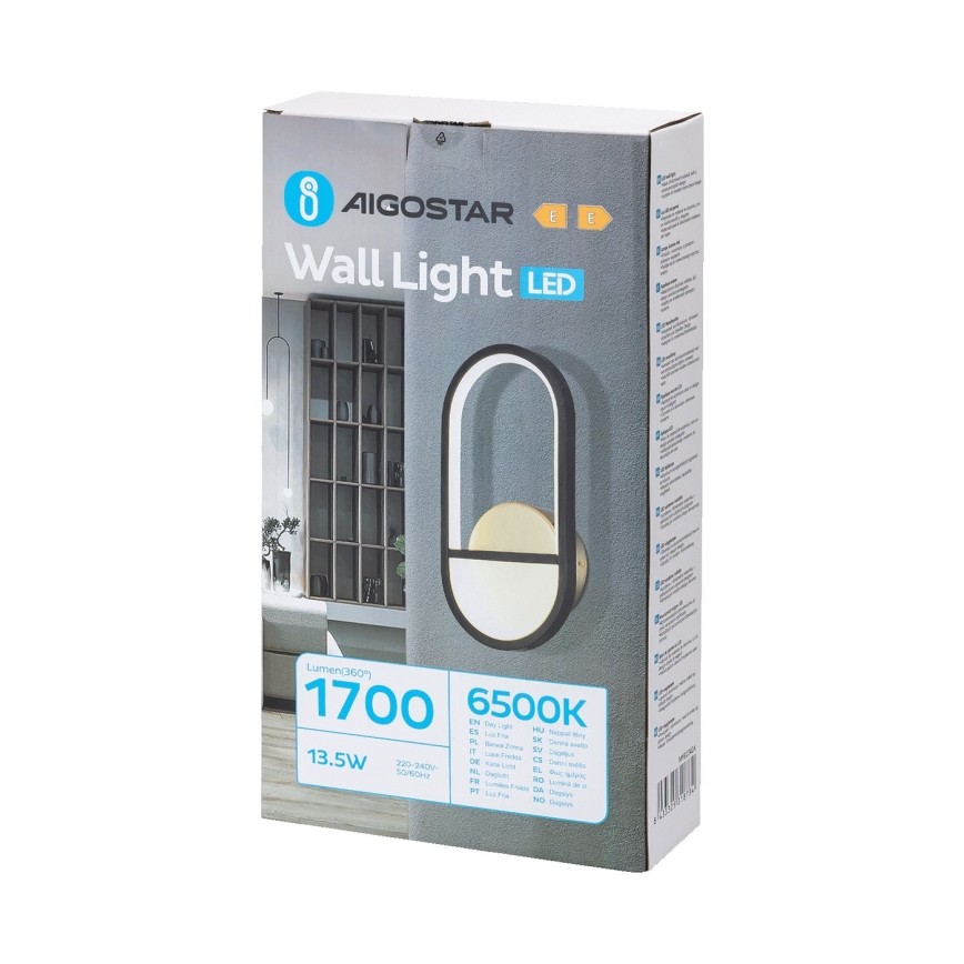 Aigostar - LED Stenska svetilka LED/13,5W/230V 6500K črna/zlata