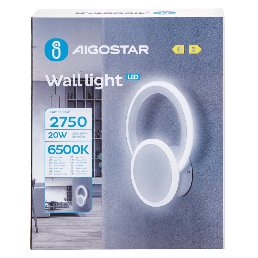 Aigostar - LED Stenska svetilka LED/20W/230V 6500K bela