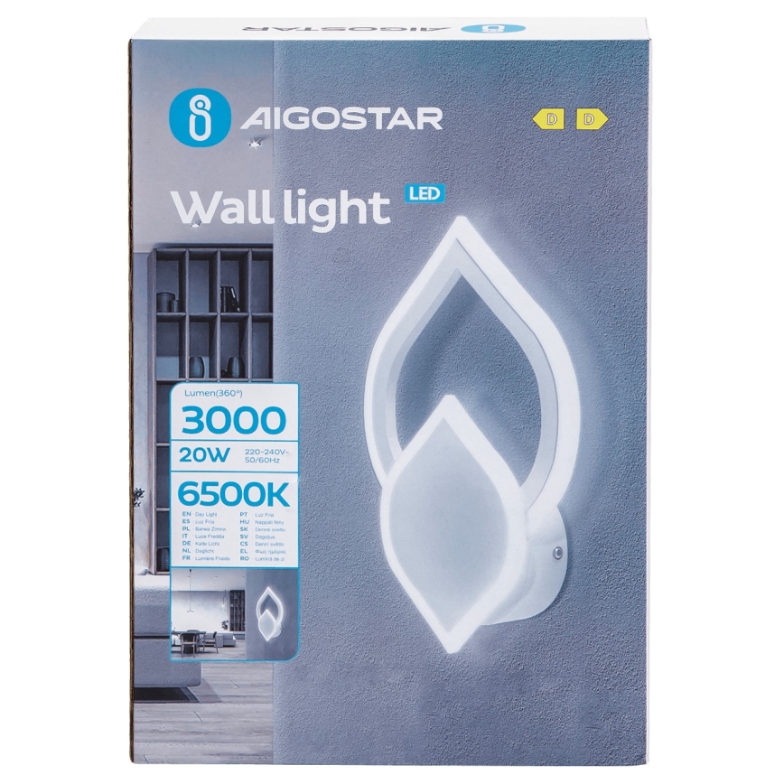 Aigostar - LED Stenska svetilka LED/20W/230V 6500K bela