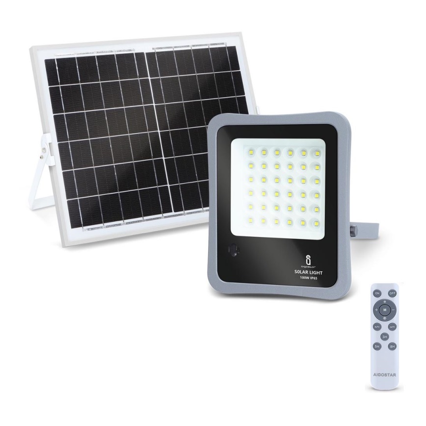 Aigostar - LED Zatemnitveni solarni reflektor LED/100W/3,2V IP65 + Daljinski upravljalnik