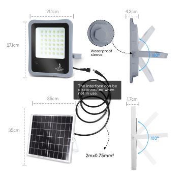 Aigostar - LED Zatemnitveni solarni reflektor LED/100W/3,2V IP65 + Daljinski upravljalnik