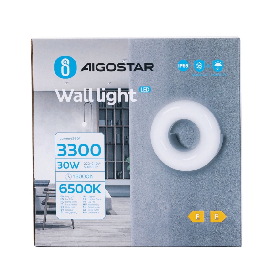 Aigostar - LED Zunanja stenska svetilka LED/30W/230V 6500K IP65 črna