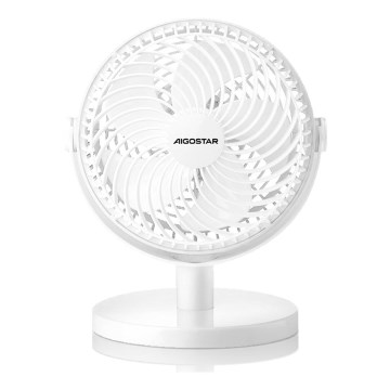 Aigostar - Namizni ventilator 3W/5V bela