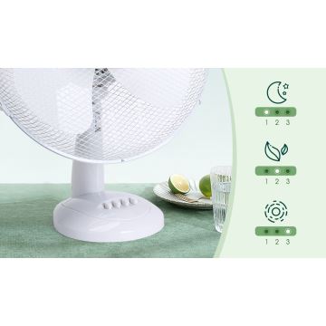 Aigostar - Namizni ventilator 40W/230V bela