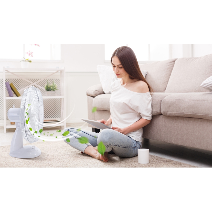 Aigostar - Namizni ventilator 40W/230V bela