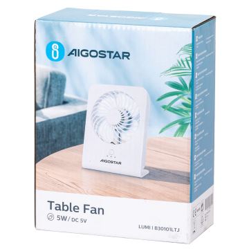 Aigostar - Namizni ventilator 5W/5V bela