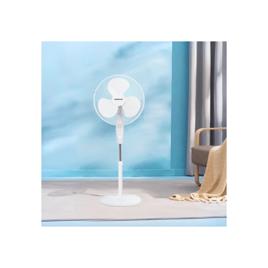 Aigostar - Stoječi ventilator 40W/230V bela