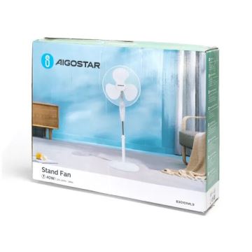 Aigostar - Stoječi ventilator 40W/230V bela