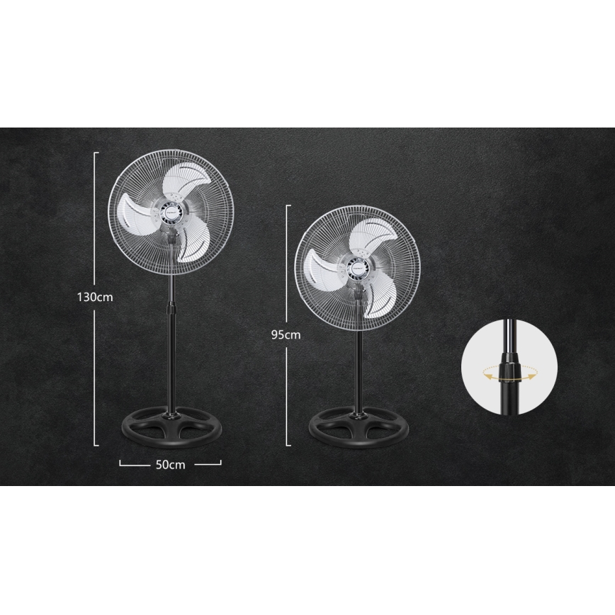 Aigostar - Stoječi ventilator 55W/230V krom/črna