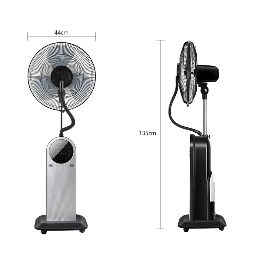 Aigostar - Stoječi ventilator z megličnim efektom 95W/230V črna/siva + Daljinski ventilator