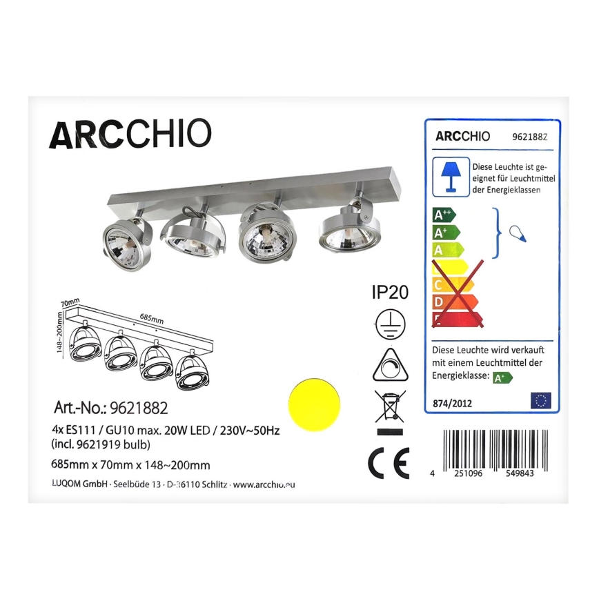 Arcchio - LED Reflektor MUNIN 4xGU10/ES111/11,5W/230V