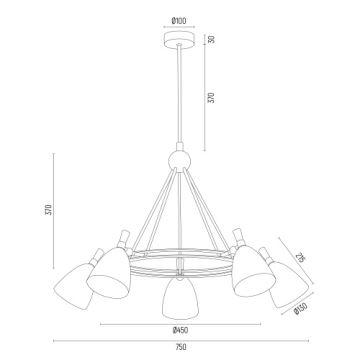 Argon 2117 - Lestenec na drogu CHARLOTTE 5xE27/15W/230V bela/zlata