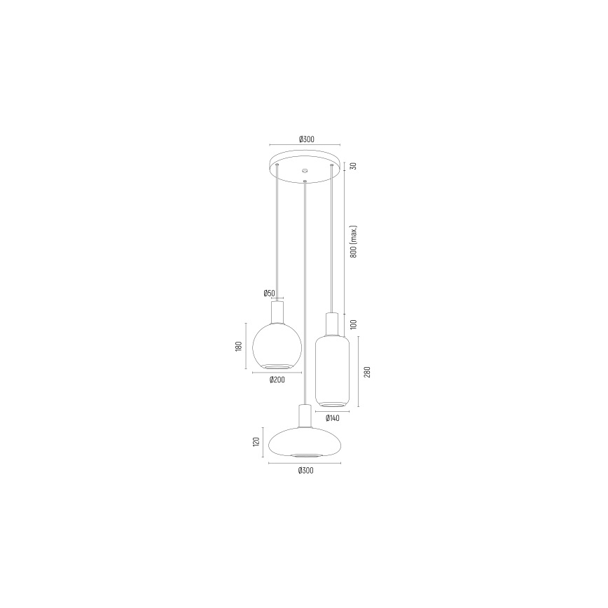 Argon 6323 - Lestenec na vrvici SAGUNTO PLUS 3xE27/15W/230V črna