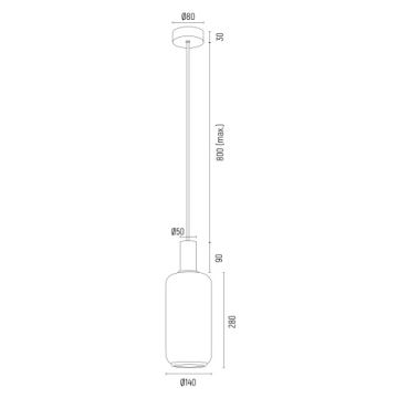 Argon 8563 - Lestenec na vrvici SAGUNTO PLUS 1xE27/15W/230V pr. 14 cm črna