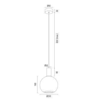 Argon 8564 - Lestenec na vrvici SAGUNTO PLUS 1xE27/15W/230V pr. 20 cm črna