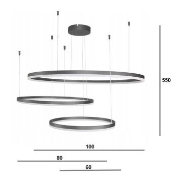 Azzardo AZ4707 - LED Lestenec na vrvici HALO LED/130W/230V črna