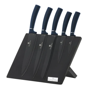 BerlingerHaus - Set nožev iz nerjvečega jekla z magnetnim stojalom 5 kom. modra/črna