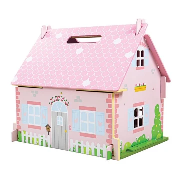 Bigjigs Toys - Prenosna lesena hišica za lutke