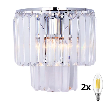 Brilagi - LED Kristalna stenska svetilka MOZART 2xE14/40W/230V sijajni krom