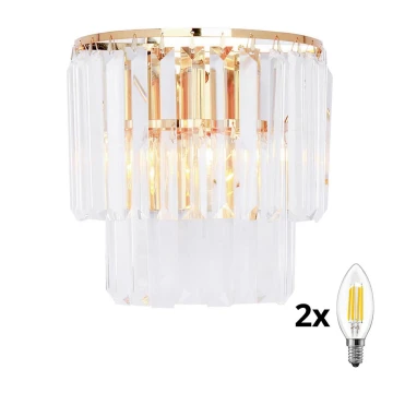 Brilagi - LED Kristalna stenska svetilka MOZART 2xE14/40W/230V zlata