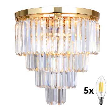 Brilagi - LED Kristalna stropna svetilka MOZART 5xE14/40W/230V zlata