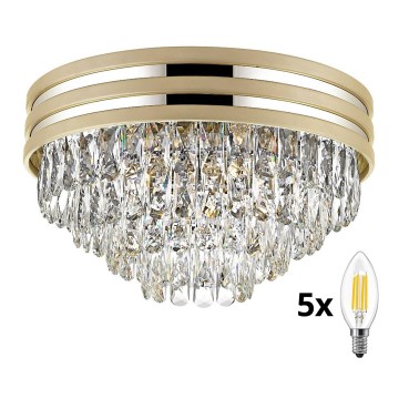 Brilagi - LED Kristalna stropna svetilka VELURE 5xE14/40W/230V zlata