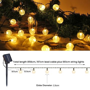 Brilagi - LED Solarna dekorativna veriga BUBBLE 200xLED/8 funkcij 20m IP65 topla bela