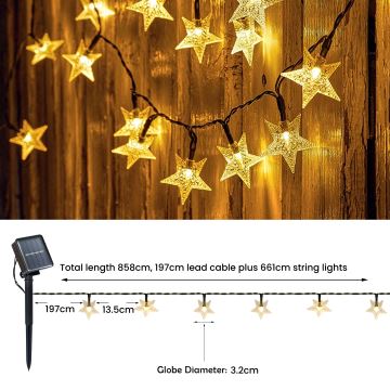 Brilagi - LED Solarna dekorativna veriga STARS 50xLED/8 funkcij 7m IP65 topla bela