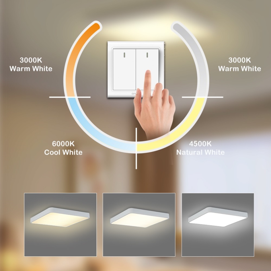 Brilagi - LED Stropna svetilka POOL LED/36W/230V 3000/4500/6000K 40x40 cm bela