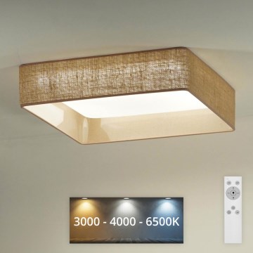 Brilagi - LED Zatemnitvena stropna svetilka VELVET SQUARE LED/24W/230V 3000/4000/6500K + Daljinski upravljalnik rjava