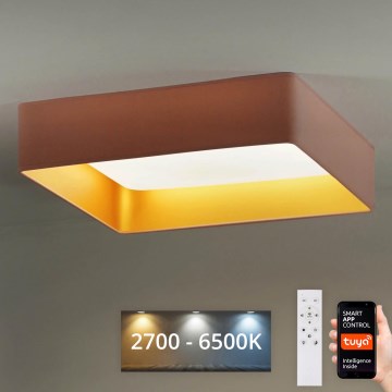 Brilagi - LED Zatemnitvena stropna svetilka VELVET SQUARE SMART LED/36W/230V 2700-6500K Wi-Fi Tuya + Daljinski upravljalnik roza