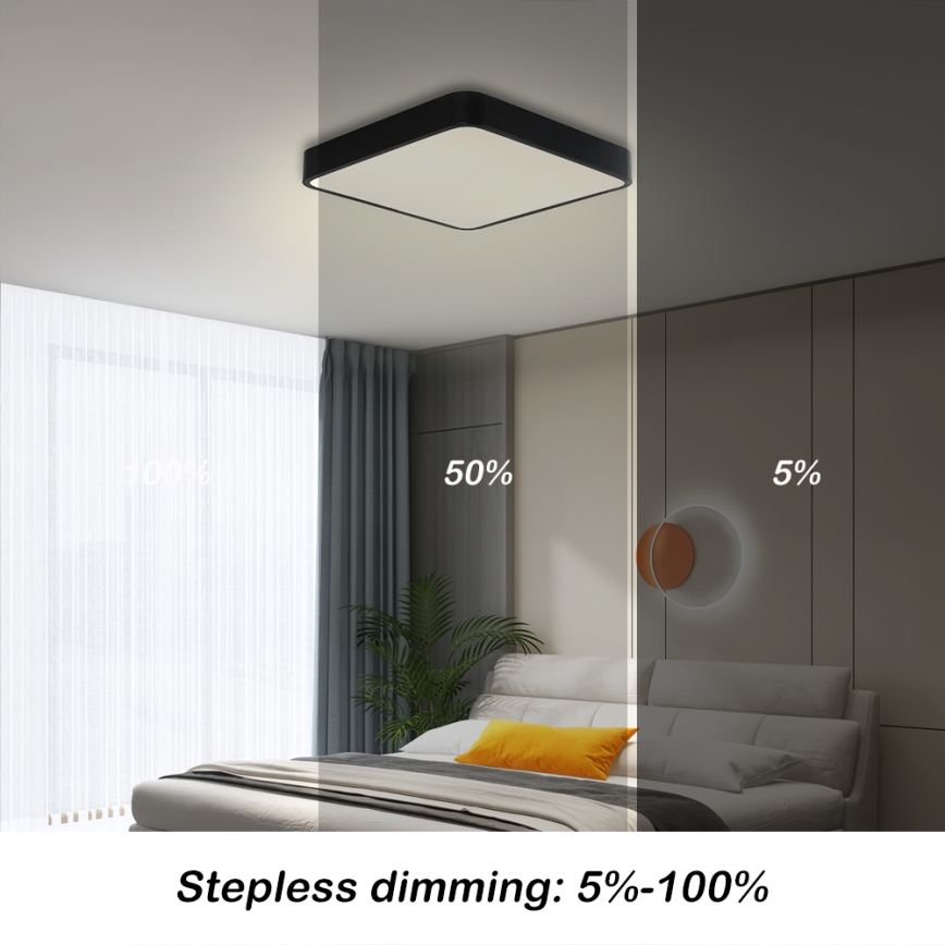 Brilagi - LED Zatemnitvena stropna svetilka POOL LED/36W/230V 3000-6000K 40x40 cm črna + Daljinski upravljalnik