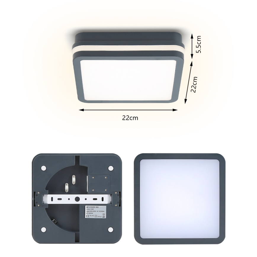 Brilagi - LED Zunanja svetilka BENE LED/18W/230V 22x22 cm antracit IP54