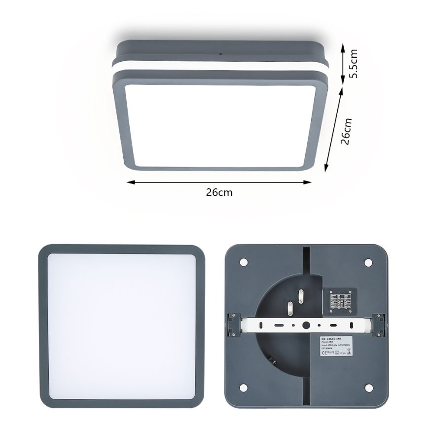 Brilagi - LED Zunanja svetilka BENE LED/24W/230V 26x26 cm antracit IP54