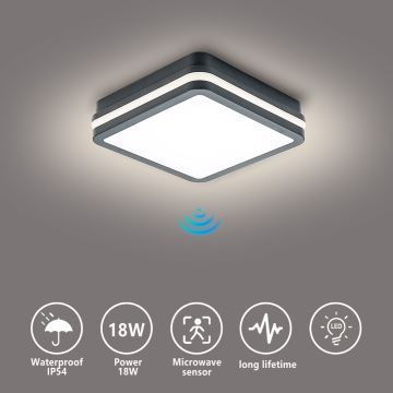 Brilagi - LED Zunanja svetilka s senzorjem BENE LED/18W/230V 22x22 cm antracit IP54