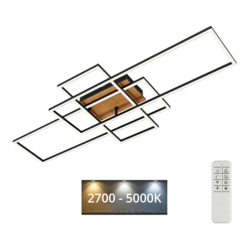 Brilo - LED Zatemnitveni nadgradni lestenec FRAME LED/51W/230V 2700-5000K črna/rjava + Daljinski upravljalnik