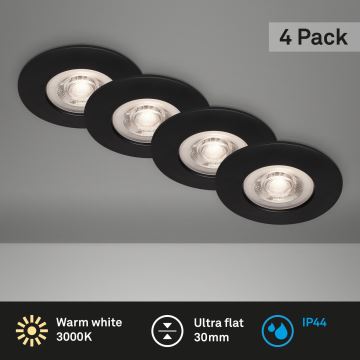 Brilo - SET 4x LED Kopalniška vgradna svetilka LED/4,9W/230V IP44 črna