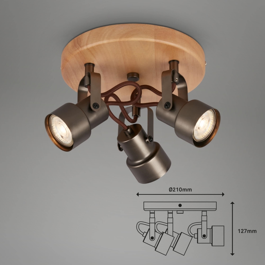 Briloner 2872-035 - LED Reflektor SPOTLIGHT 3xGU10/5W/230V rjava