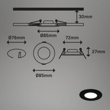 Briloner 7103-435 - SET 3x LED Zatemnitvena kopalniška vgradna svetilka LED/5W/230V IP44