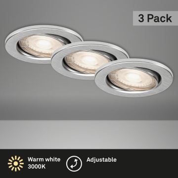 Briloner 7144-039 - Set 3x LED Kopalniška vgradna svetilka SLIDE 1xGU10/4W/230V IP23