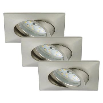 Briloner 7210-032 - SET 3x LED Kopalniška vgradna svetilka ATTACH LED/5W/230V IP23 krom