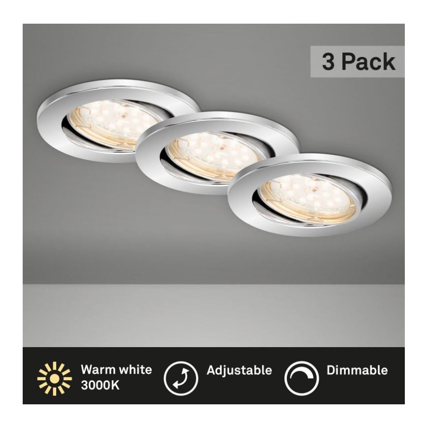 Briloner 7219-038 - SET 3x LED Zatemnitvena kopalniška vgradna svetilka 1xGU10/5W/230V IP23