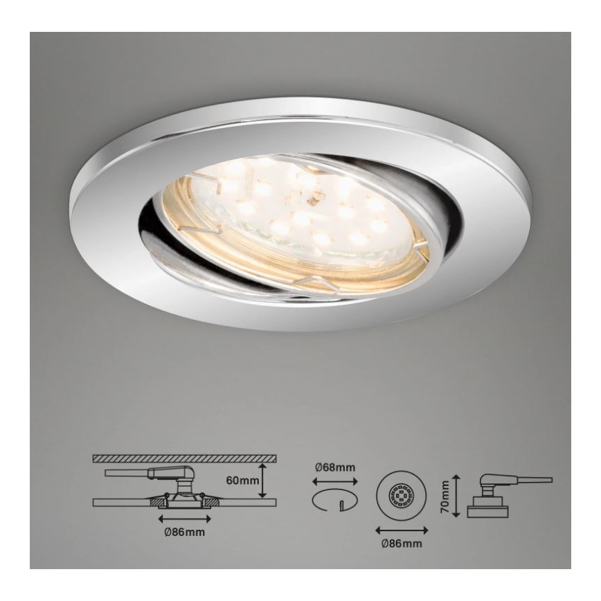 Briloner 7219-038 - SET 3x LED Zatemnitvena kopalniška vgradna svetilka 1xGU10/5W/230V IP23